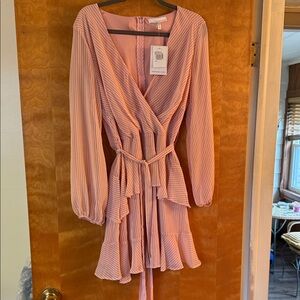 Elegant Pink Long Sleeve Dress